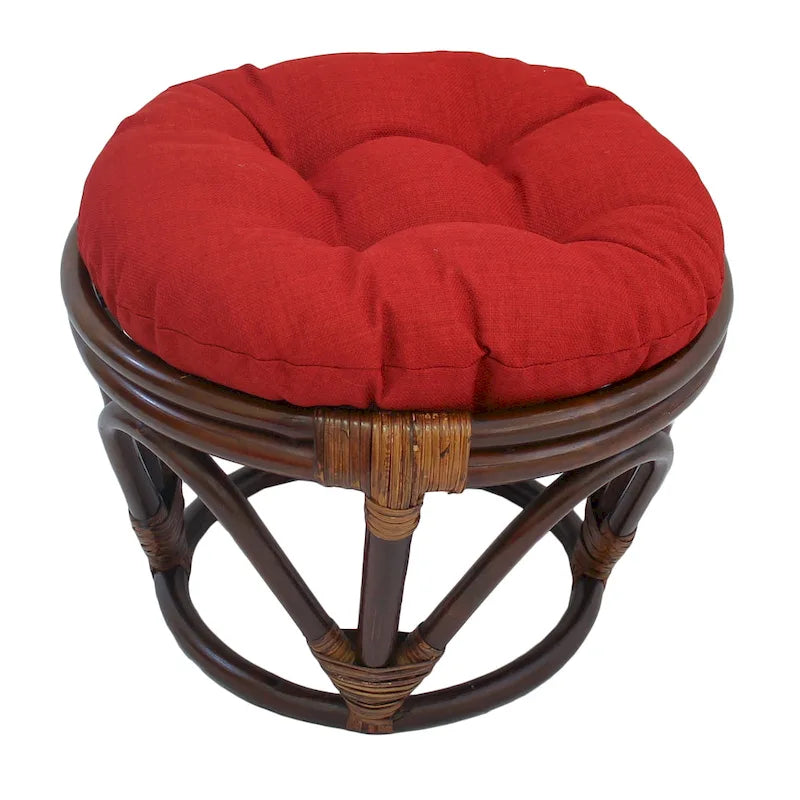 Puf otomano de exterior Bali de 45,72 cm con cojín sólido – Asientos para patio y jardín