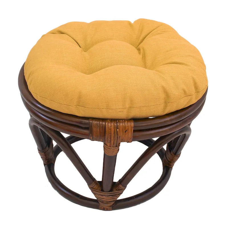 Puf otomano de exterior Bali de 45,72 cm con cojín sólido – Asientos para patio y jardín