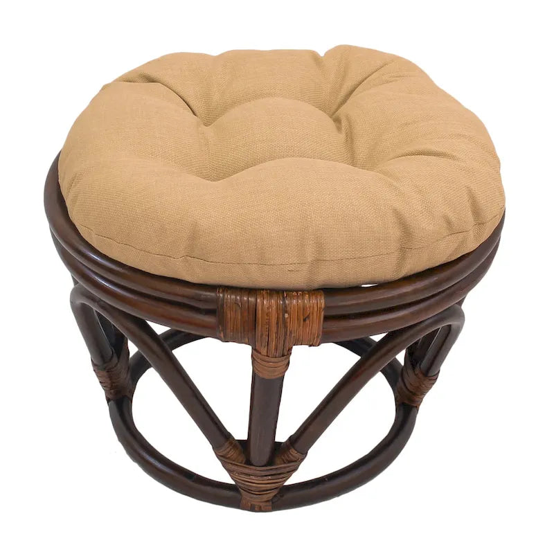 Puf otomano de exterior Bali de 45,72 cm con cojín sólido – Asientos para patio y jardín