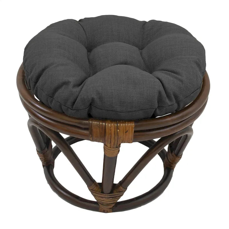 Puf otomano de exterior Bali de 45,72 cm con cojín sólido – Asientos para patio y jardín