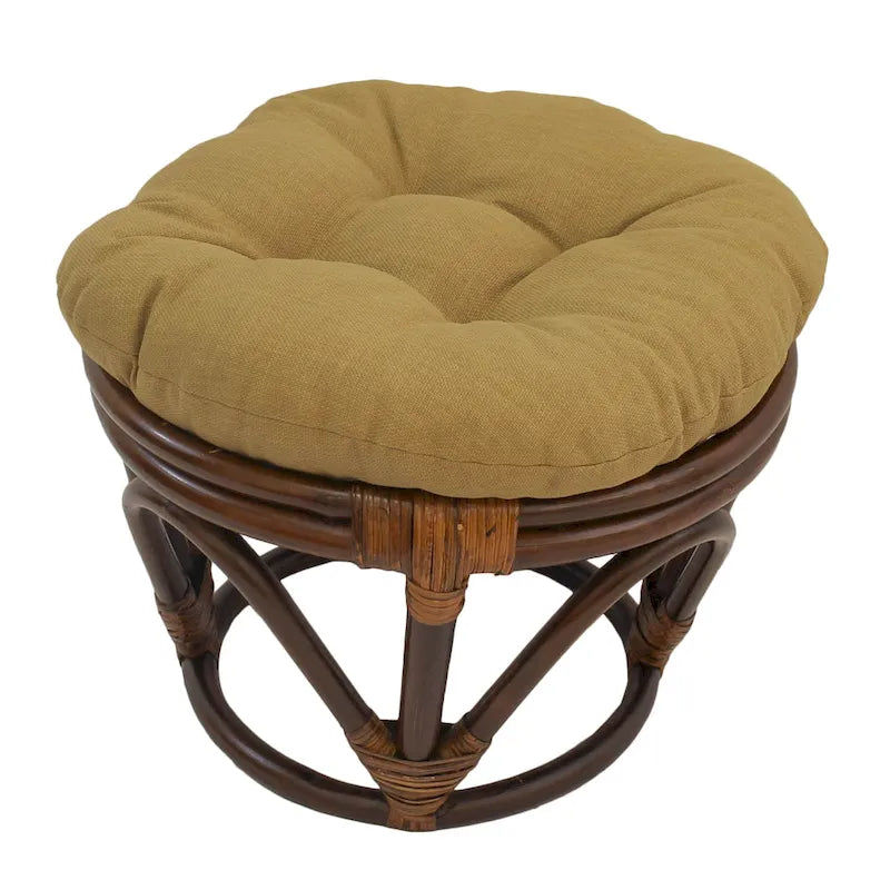 Puf otomano de exterior Bali de 45,72 cm con cojín sólido – Asientos para patio y jardín