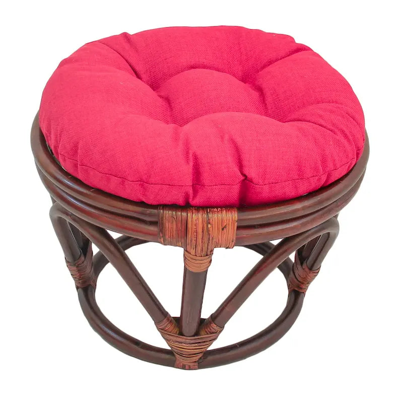 Puf otomano de exterior Bali de 45,72 cm con cojín sólido – Asientos para patio y jardín
