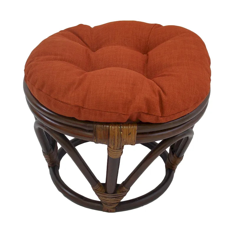 Puf otomano de exterior Bali de 45,72 cm con cojín sólido – Asientos para patio y jardín