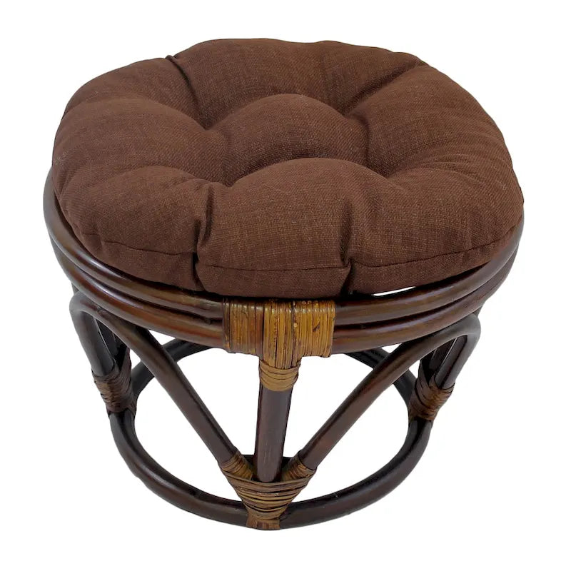 Puf otomano de exterior Bali de 45,72 cm con cojín sólido – Asientos para patio y jardín