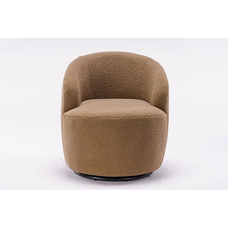 Sillón giratorio de 360° con barril – Tejido suave de borreguito, respaldo ergonómico