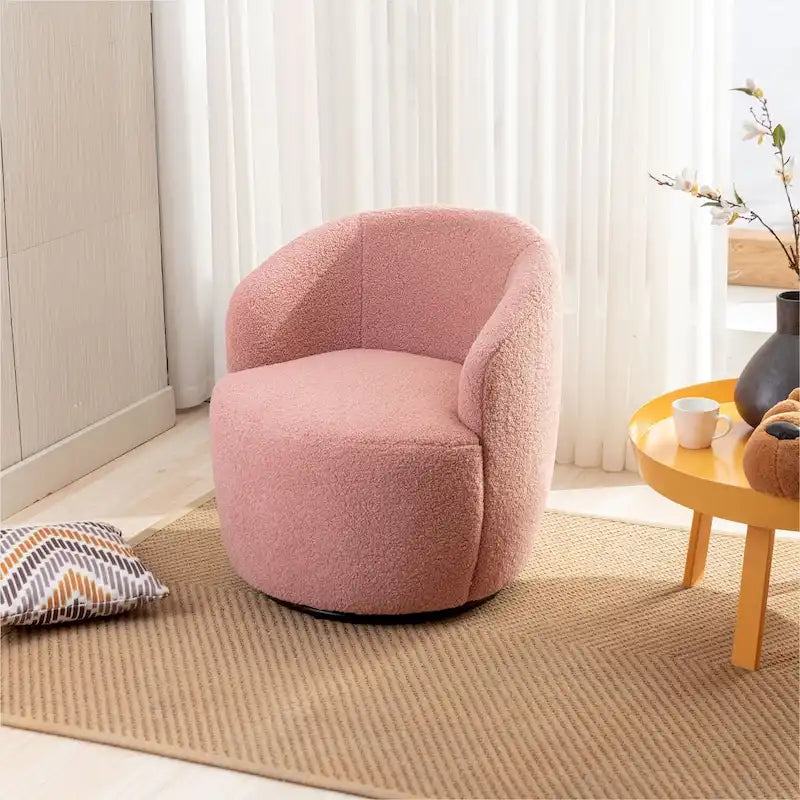Sillón giratorio de 360° con barril – Tejido suave de borreguito, respaldo ergonómico