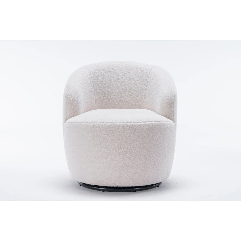 Sillón giratorio de 360° con barril – Tejido suave de borreguito, respaldo ergonómico