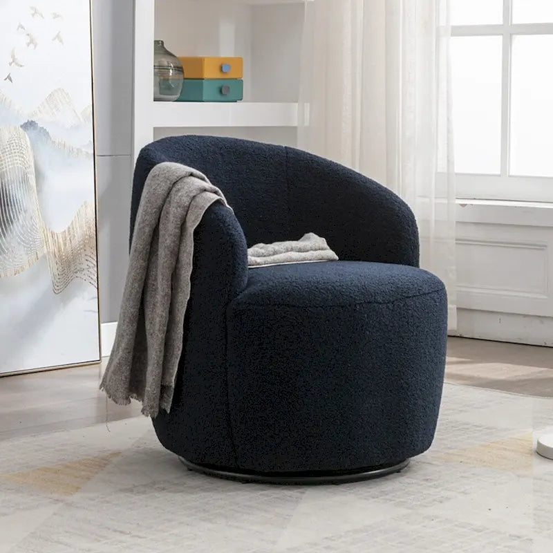 Sillón giratorio de 360° con barril – Tejido suave de borreguito, respaldo ergonómico
