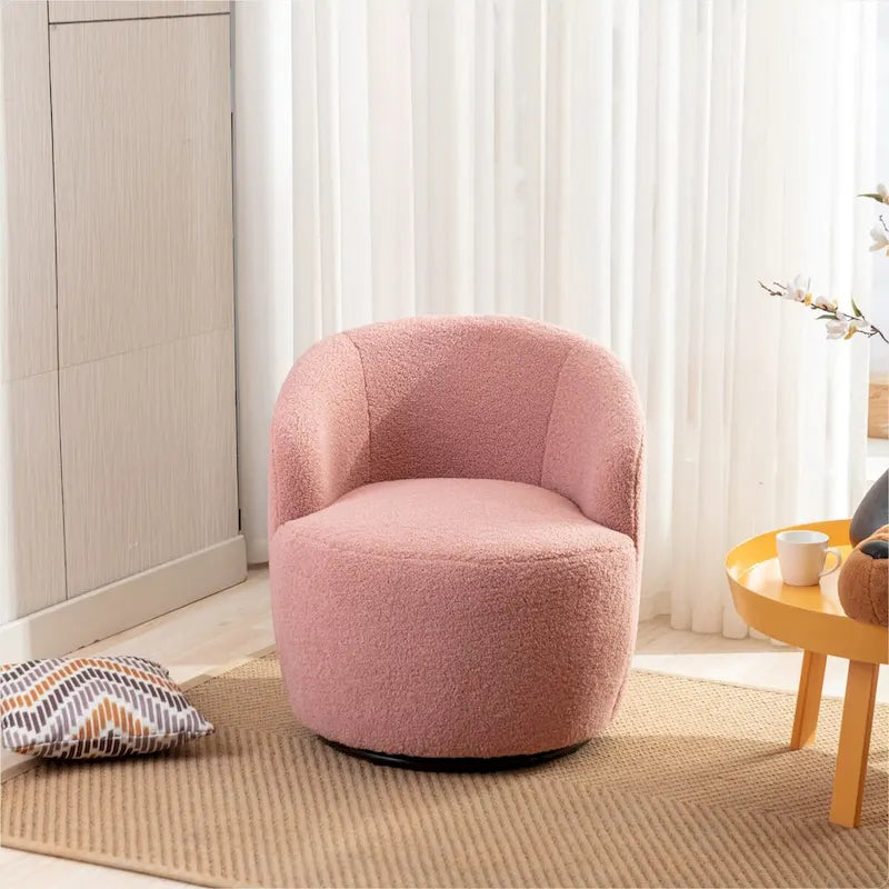 Sillón giratorio de 360° con barril – Tejido suave de borreguito, respaldo ergonómico