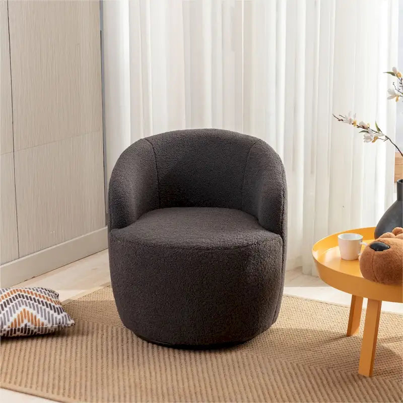 Sillón giratorio de 360° con barril – Tejido suave de borreguito, respaldo ergonómico