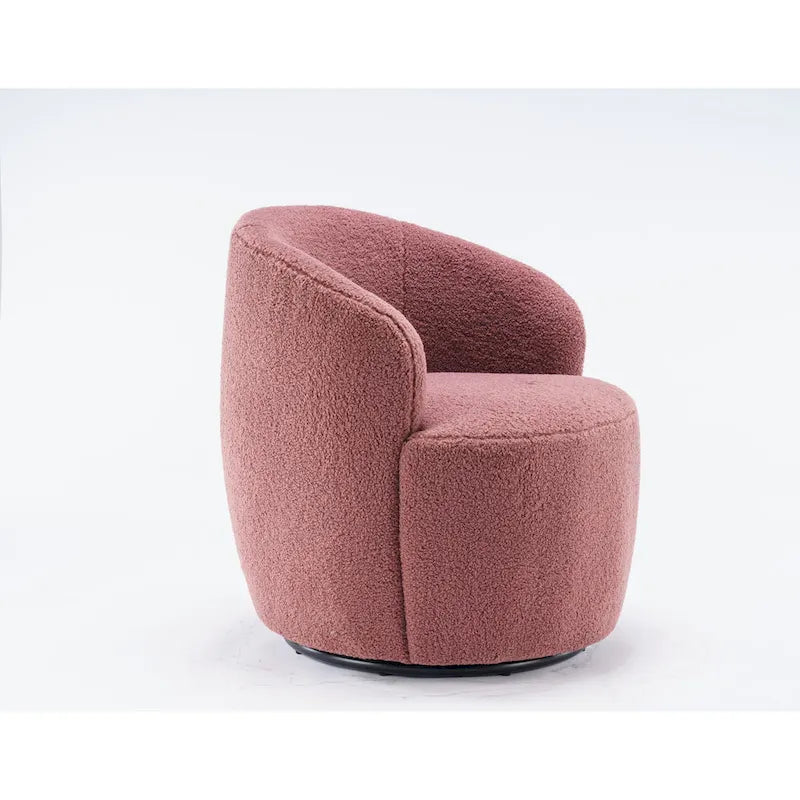 Sillón giratorio de 360° con barril – Tejido suave de borreguito, respaldo ergonómico
