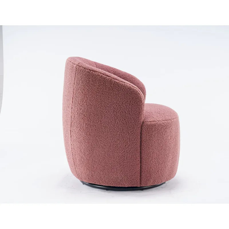 Sillón giratorio de 360° con barril – Tejido suave de borreguito, respaldo ergonómico