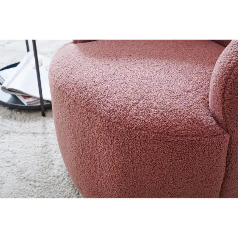 Sillón giratorio de 360° con barril – Tejido suave de borreguito, respaldo ergonómico
