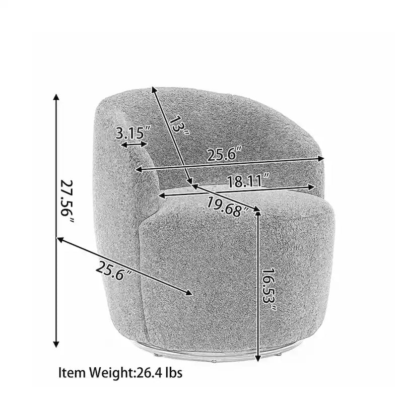 Sillón giratorio de 360° con barril – Tejido suave de borreguito, respaldo ergonómico