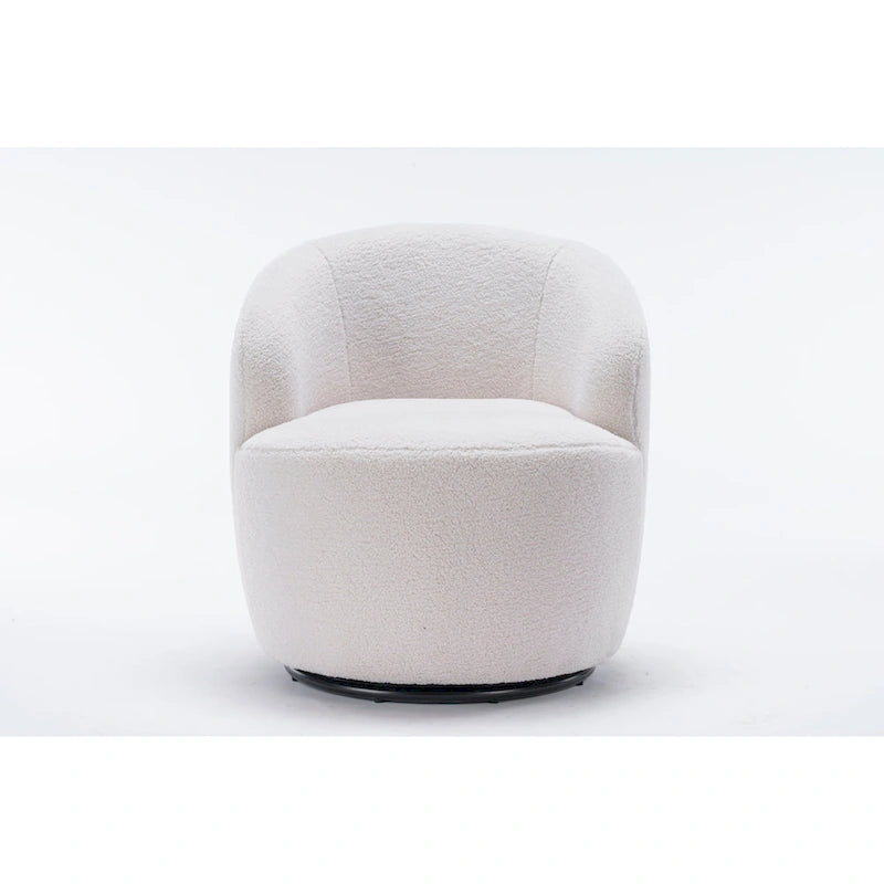 Sillón giratorio de 360° con barril – Tejido suave de borreguito, respaldo ergonómico