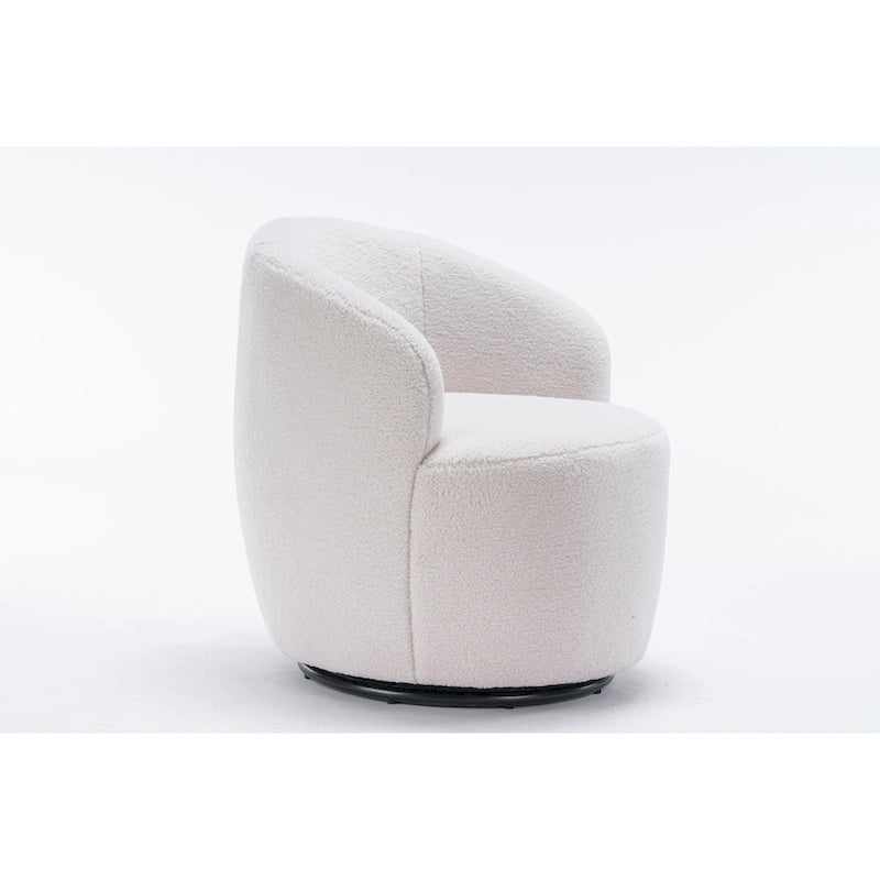 Sillón giratorio de 360° con barril – Tejido suave de borreguito, respaldo ergonómico