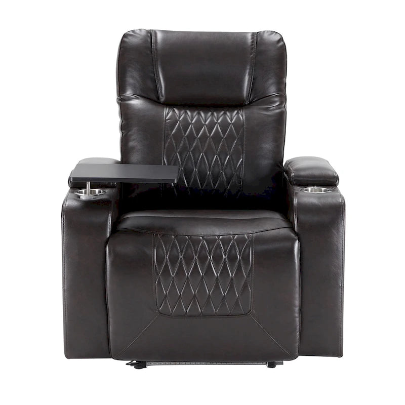 Sillón reclinable eléctrico con puerto de carga USB, bandeja giratoria y portavasos