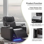 Sillón reclinable eléctrico con puerto de carga USB, bandeja giratoria y portavasos