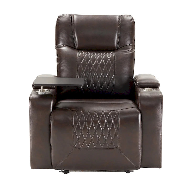 Sillón reclinable eléctrico con puerto de carga USB, bandeja giratoria y portavasos