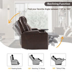 Sillón reclinable eléctrico con puerto de carga USB, bandeja giratoria y portavasos