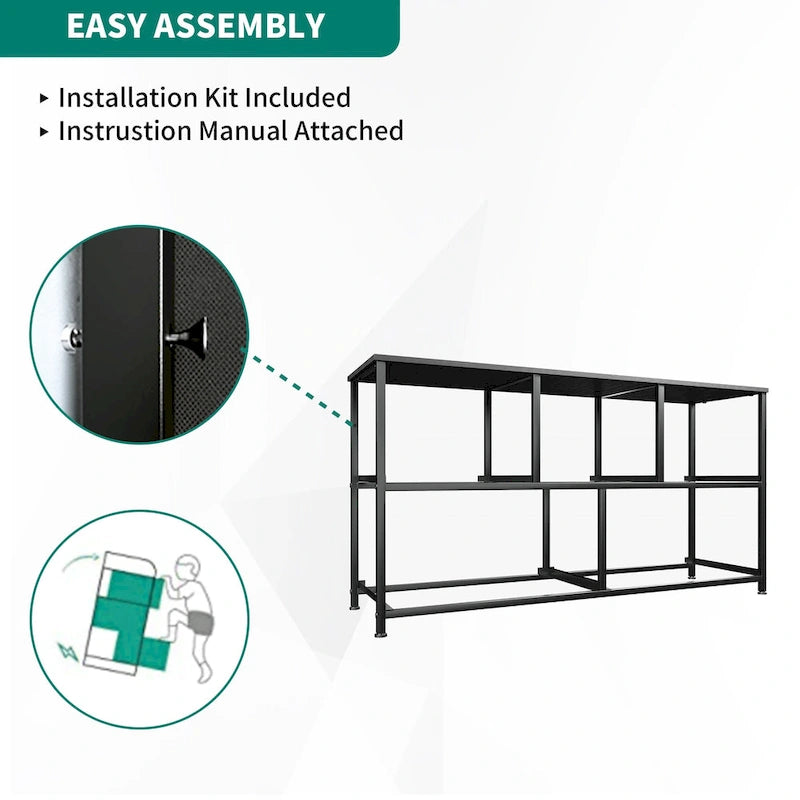Cómoda horizontal de 5 cajones con tablero de madera – Cajones de tela, estructura de metal