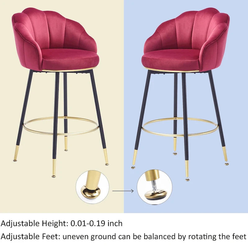 Taburetes de Bar Giratorios Modernos Con Respaldo – Juego de 2, Elegantes Asientos de Cocina