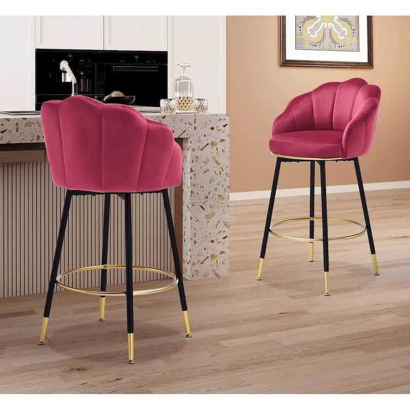 Taburetes de Bar Giratorios Modernos Con Respaldo – Juego de 2, Elegantes Asientos de Cocina