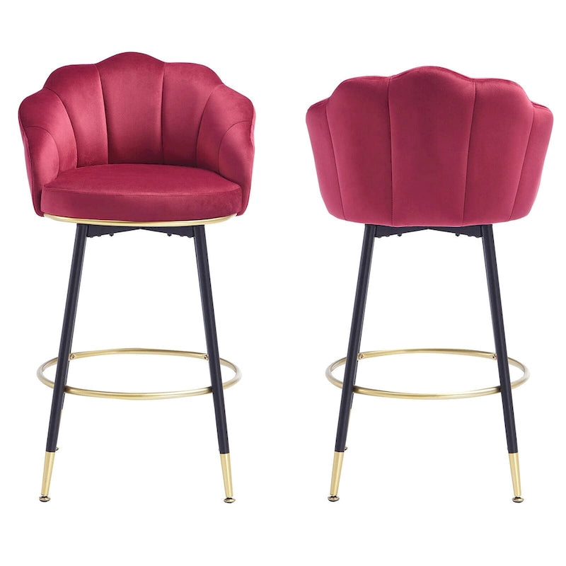 Taburetes de Bar Giratorios Modernos Con Respaldo – Juego de 2, Elegantes Asientos de Cocina