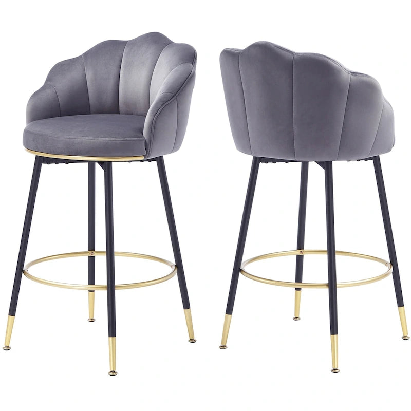 Taburetes de Bar Giratorios Modernos Con Respaldo – Juego de 2, Elegantes Asientos de Cocina