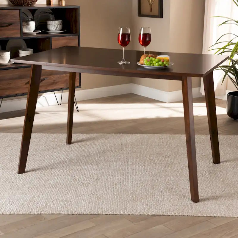 Mesa de comedor rectangular de madera de estilo moderno de mediados de siglo – Capacidad para 4 personas, acabado en nogal