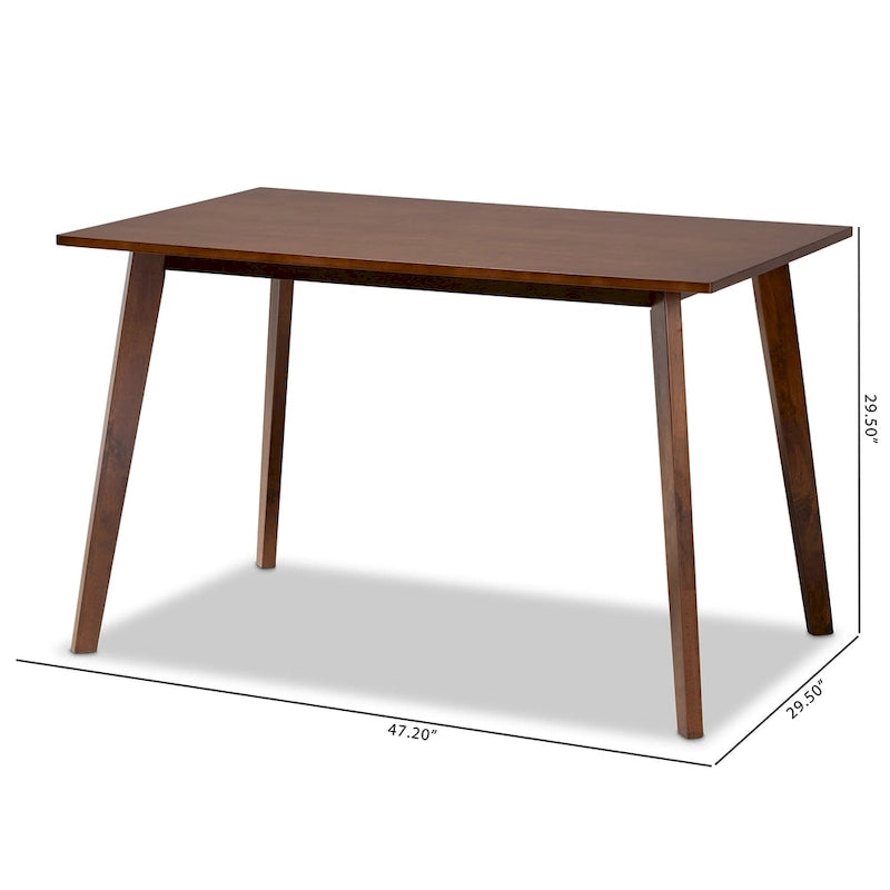 Mesa de comedor rectangular de madera de estilo moderno de mediados de siglo – Capacidad para 4 personas, acabado en nogal