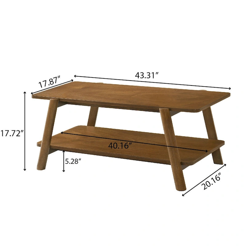 Mesa de centro con estante de madera de estilo moderno de mediados de siglo