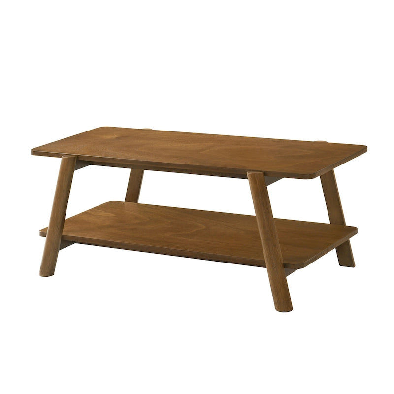 Mesa de centro con estante de madera de estilo moderno de mediados de siglo