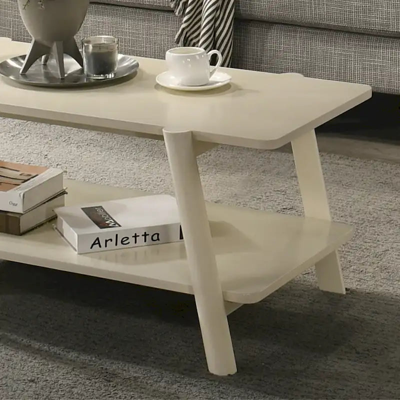 Mesa de centro con estante de madera de estilo moderno de mediados de siglo