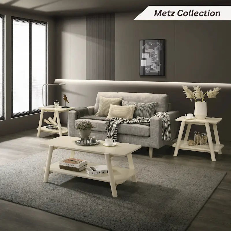 Mesa de centro con estante de madera de estilo moderno de mediados de siglo