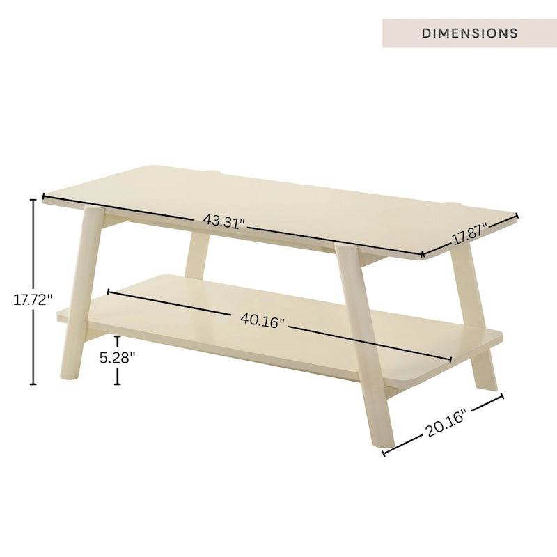 Mesa de centro con estante de madera de estilo moderno de mediados de siglo