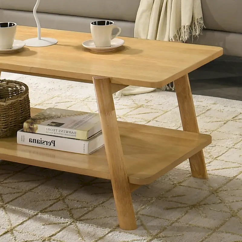 Mesa de centro con estante de madera de estilo moderno de mediados de siglo