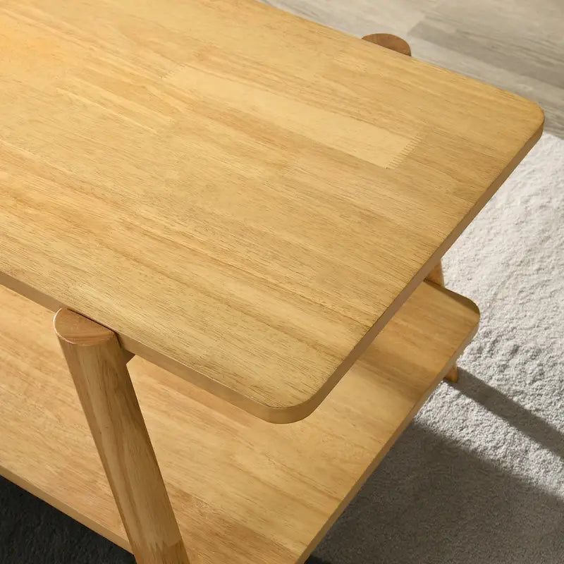 Mesa de centro con estante de madera de estilo moderno de mediados de siglo