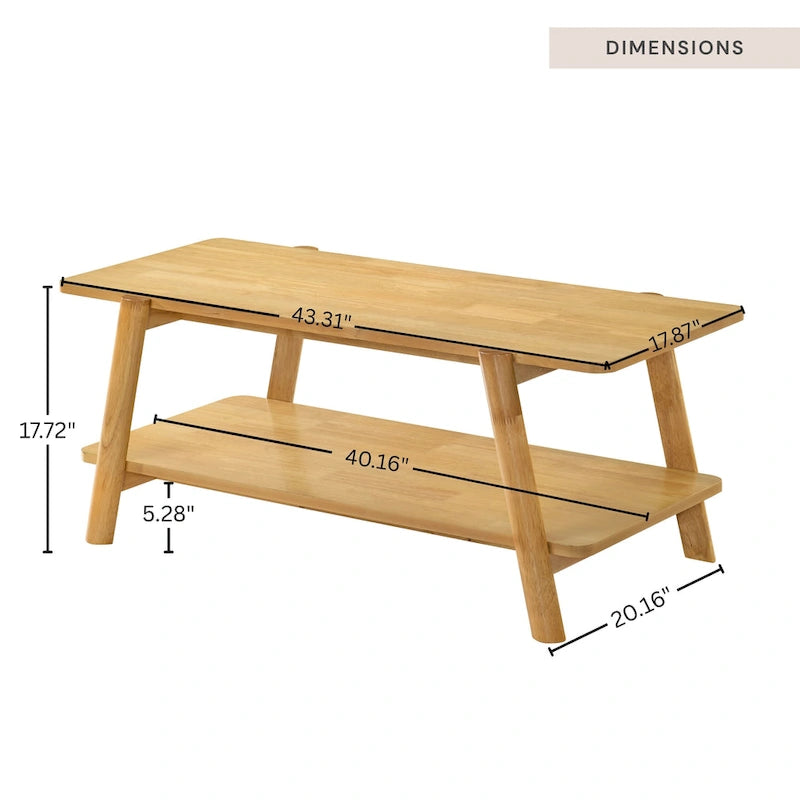 Mesa de centro con estante de madera de estilo moderno de mediados de siglo