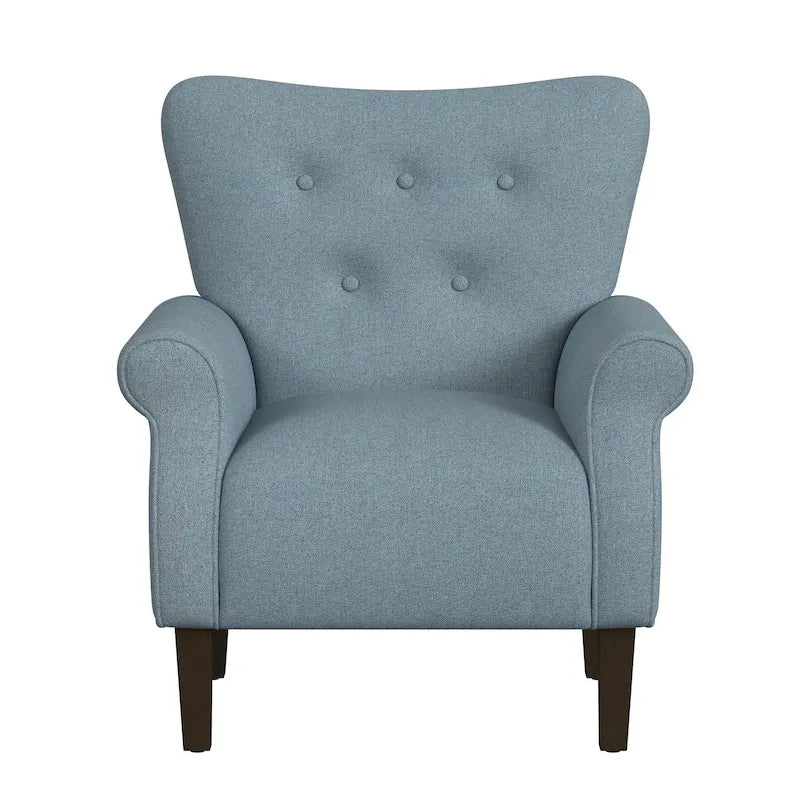 Sillón decorativo con brazos enrollados y respaldo capitoné – 3 colores, capacidad de 500 lb