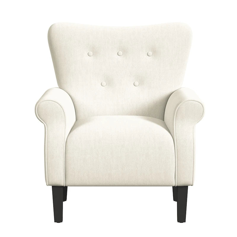 Sillón decorativo con brazos enrollados y respaldo capitoné – 3 colores, capacidad de 500 lb