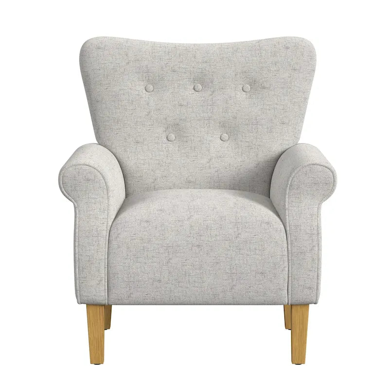 Sillón decorativo con brazos enrollados y respaldo capitoné – 3 colores, capacidad de 500 lb