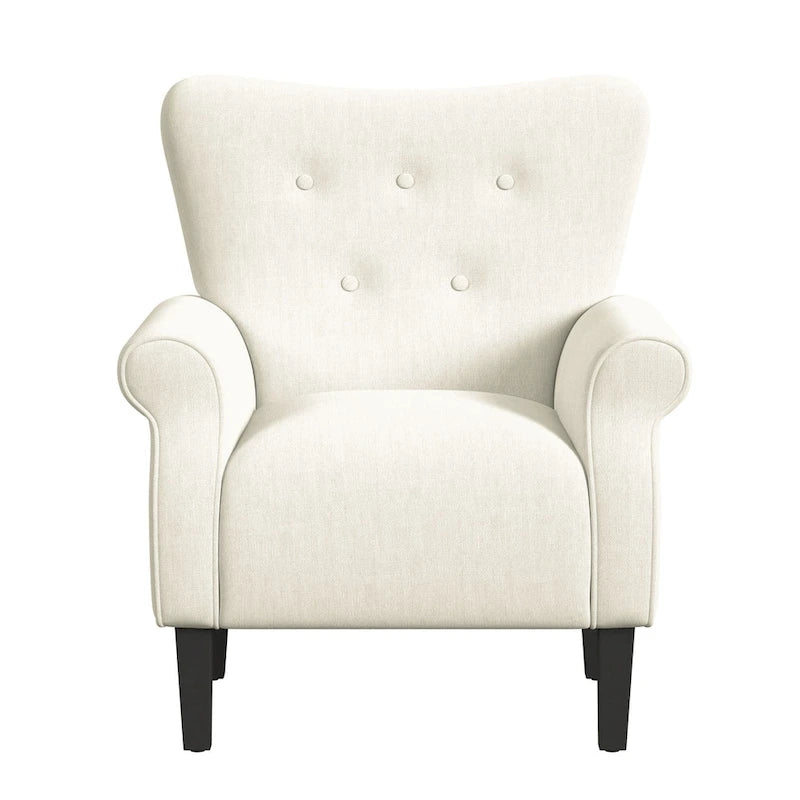 Sillón decorativo con brazos enrollados y respaldo capitoné – 3 colores, capacidad de 500 lb
