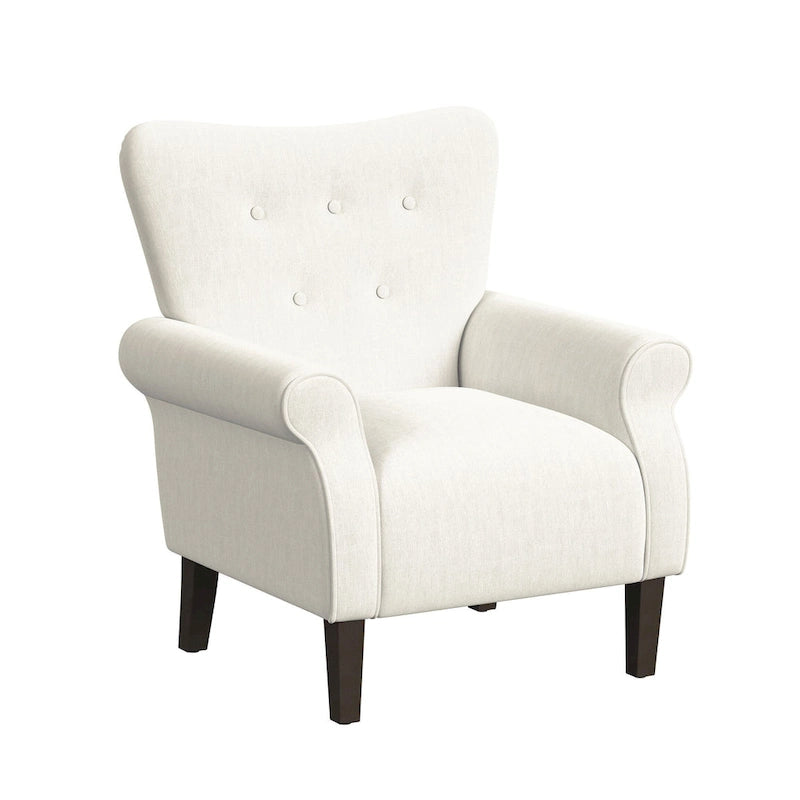 Sillón decorativo con brazos enrollados y respaldo capitoné – 3 colores, capacidad de 500 lb