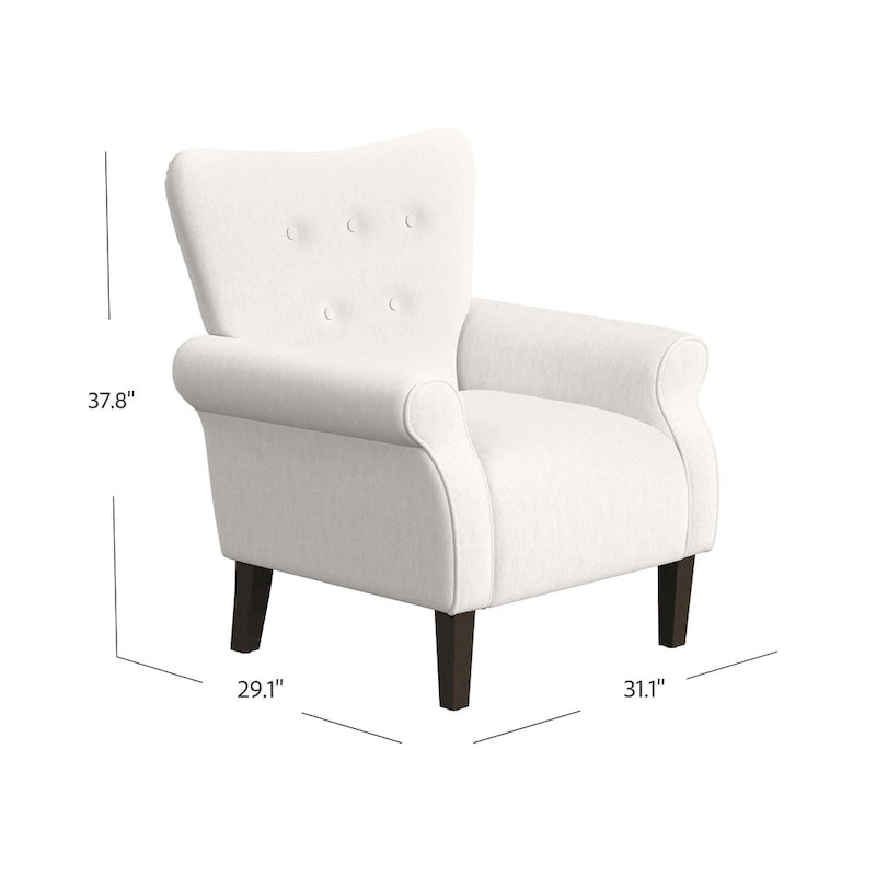 Sillón decorativo con brazos enrollados y respaldo capitoné – 3 colores, capacidad de 500 lb