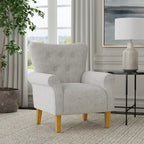 Sillón decorativo con brazos enrollados y respaldo capitoné – 3 colores, capacidad de 500 lb