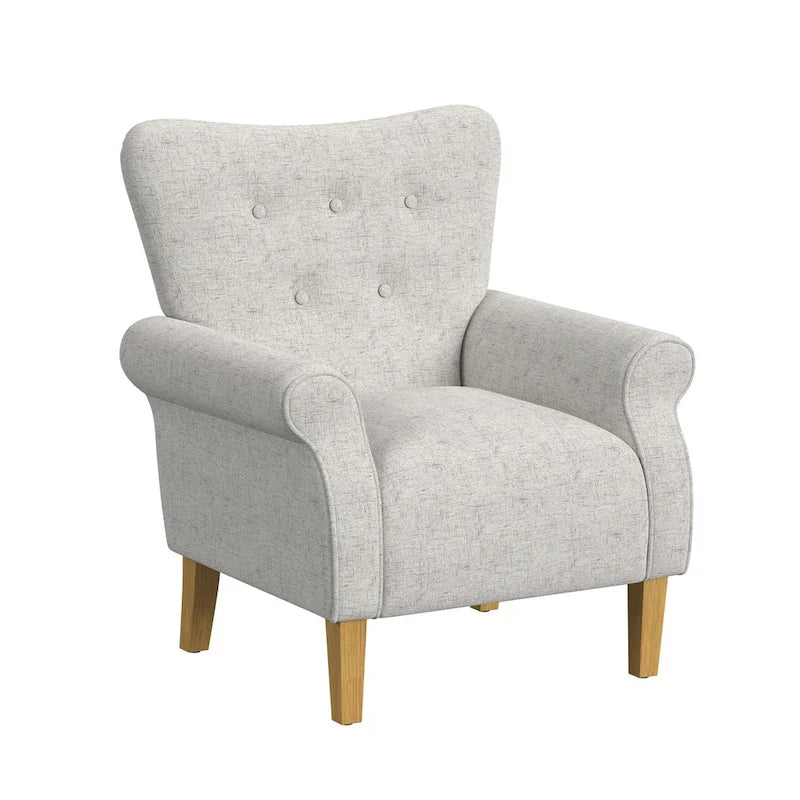 Sillón decorativo con brazos enrollados y respaldo capitoné – 3 colores, capacidad de 500 lb