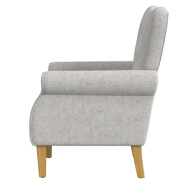 Sillón decorativo con brazos enrollados y respaldo capitoné – 3 colores, capacidad de 500 lb