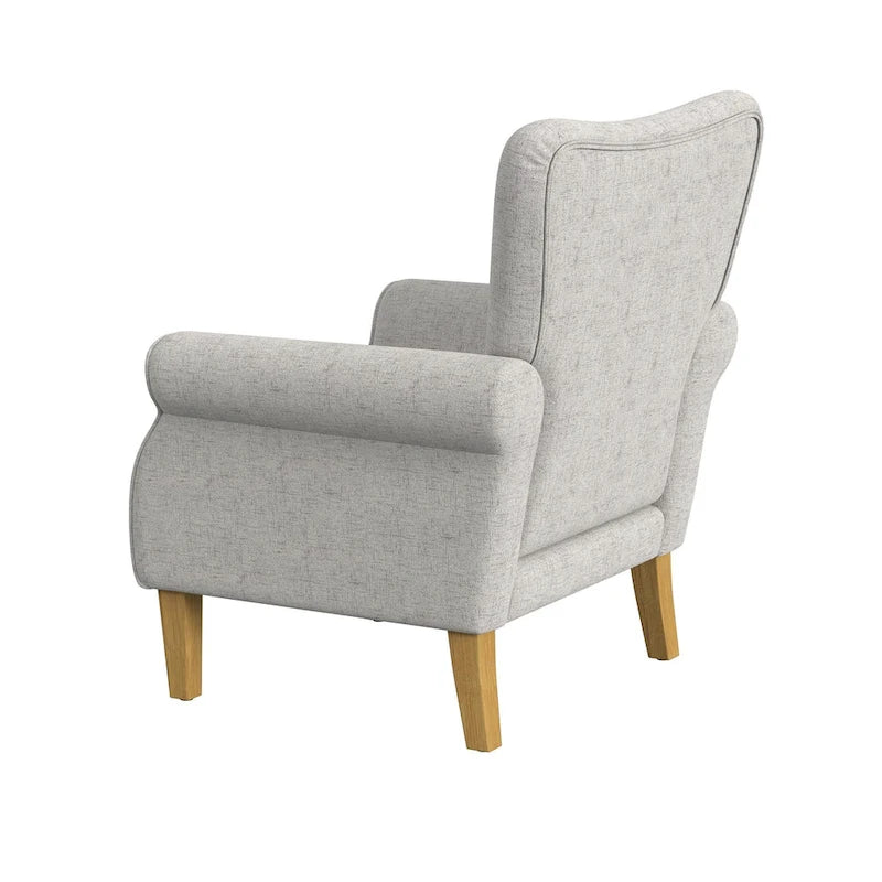 Sillón decorativo con brazos enrollados y respaldo capitoné – 3 colores, capacidad de 500 lb