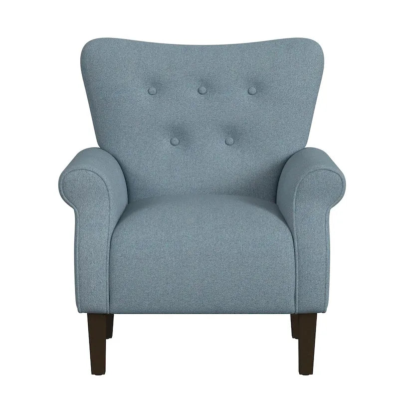 Sillón decorativo con brazos enrollados y respaldo capitoné – 3 colores, capacidad de 500 lb